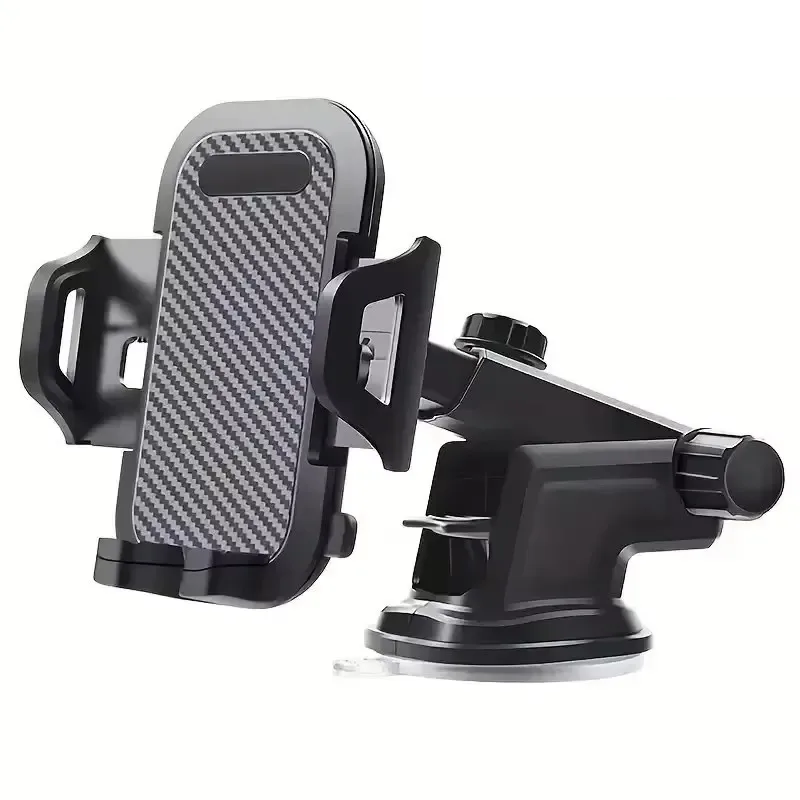 Universal Car Phone Mount with 360° Rotation – Strong Suction Cup or Air Vent Clip, Telescopic Arm, One-Touch Release