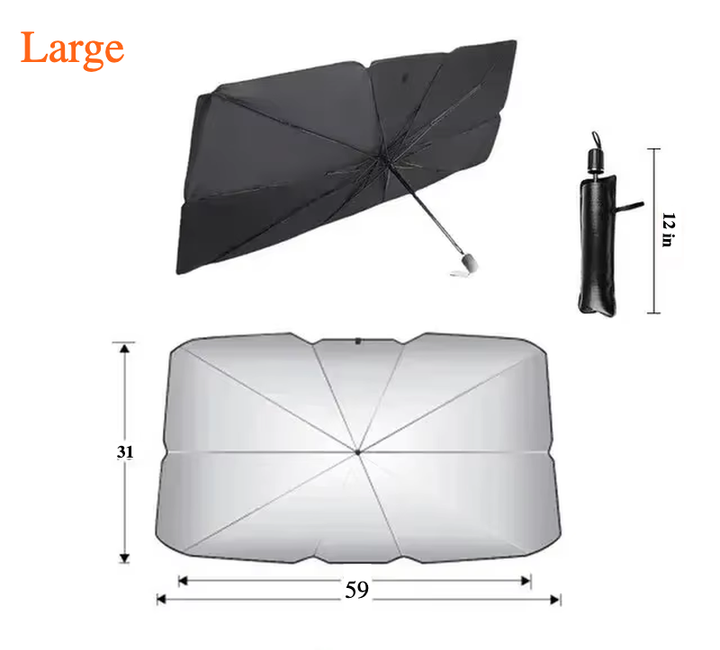 Umbrella‑Style Car Sunshade – Easy‑Open UV & Heat Protector