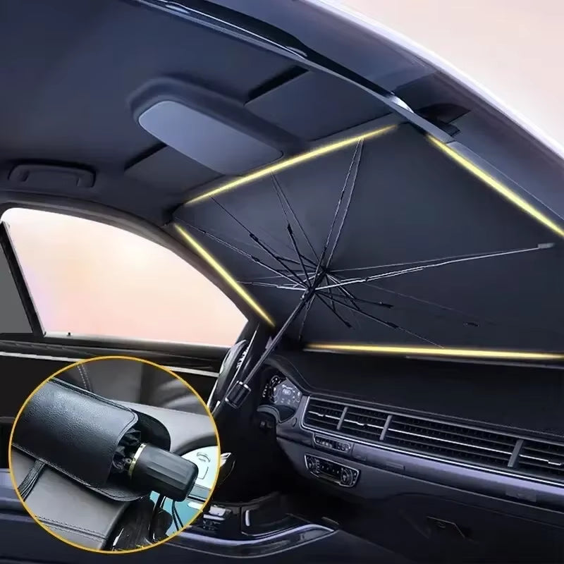 Umbrella‑Style Car Sunshade – Easy‑Open UV & Heat Protector