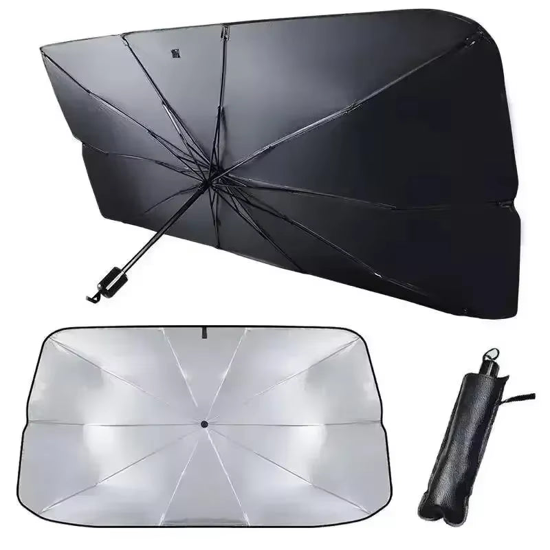 Umbrella‑Style Car Sunshade – Easy‑Open UV & Heat Protector